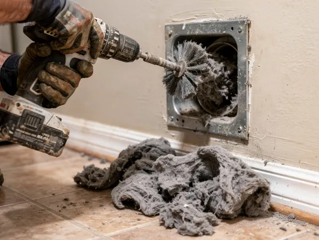 Certified Richmond Heights Dryer Vent Cleaning technician performing dryer vent cleaning in Richmond Heights