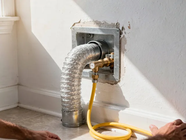 Richmond Heights Dryer Vent Cleaning certified technician performing specialized gas dryer vent cleaning in Richmond Heights